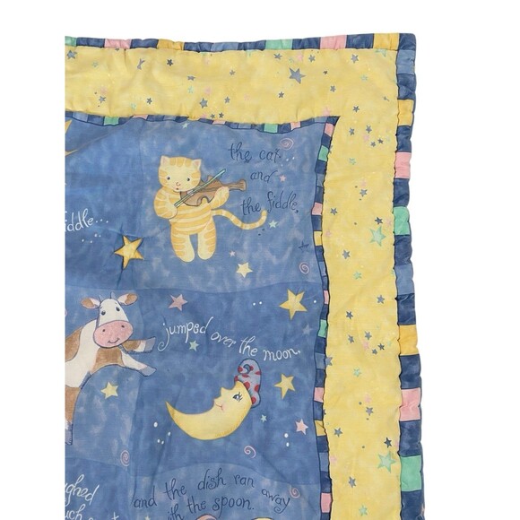 Kids Line Hey Diddle Diddle Baby Blanket 32" x 43" Nursery Rhyme - Picture 3 of 6